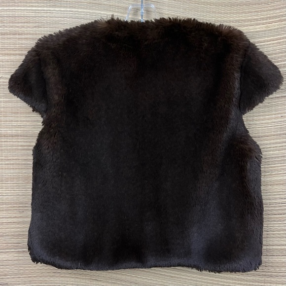 FLORENCE FANCY Brown Vegan Fur Katherine Jacket Vest Made In Portugal Size 14Y. - Picture 4 of 10